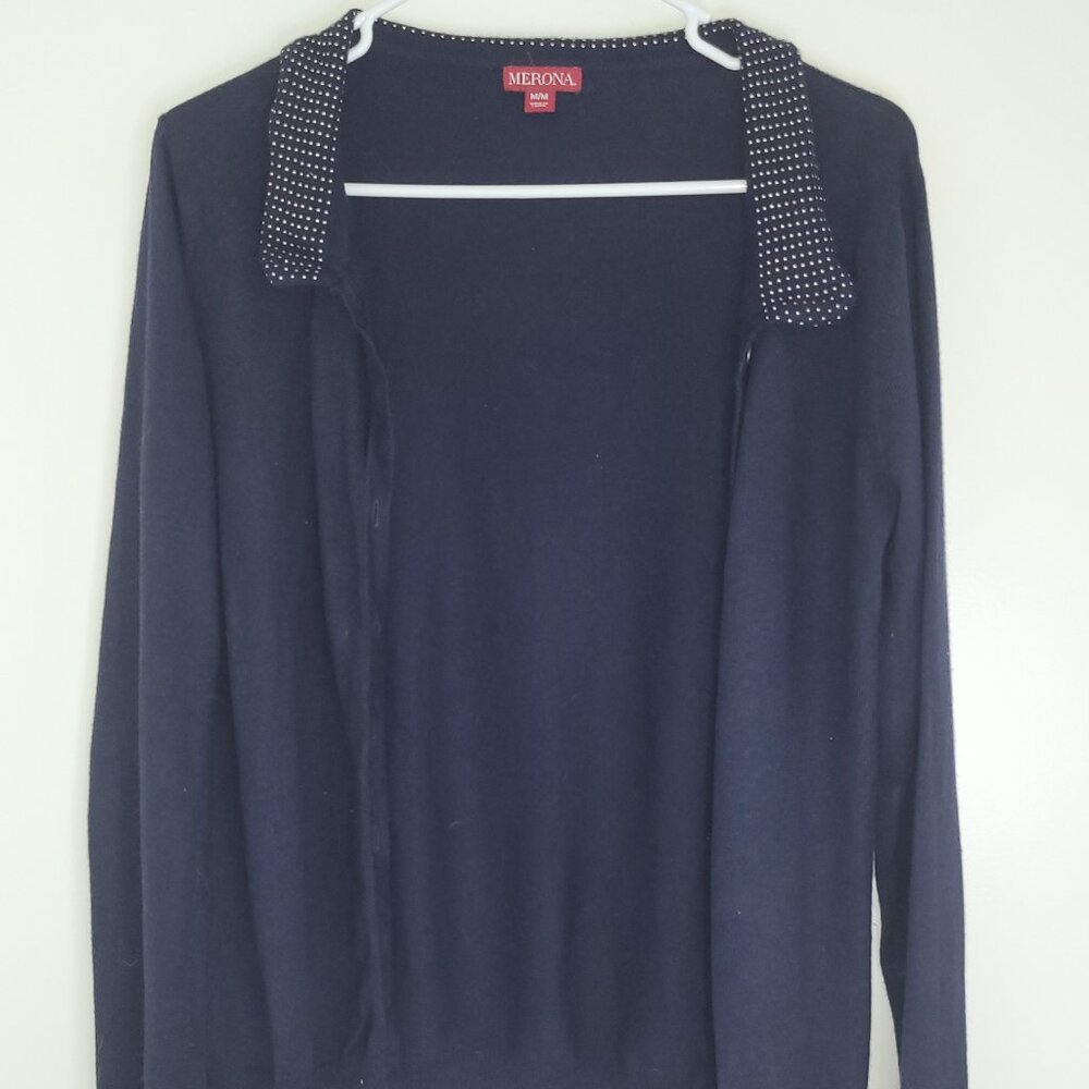 Navy Merona Cardigan w/ Bronze Studded Collar